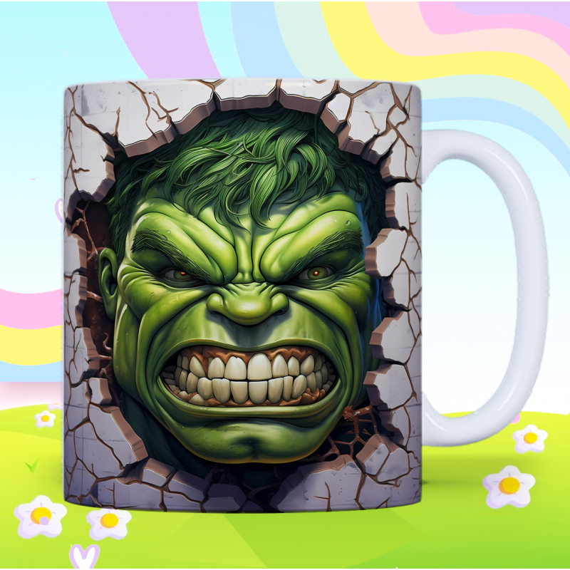Superhero Smash Green Monster 3D Illusion Ceramic Coffee Mug