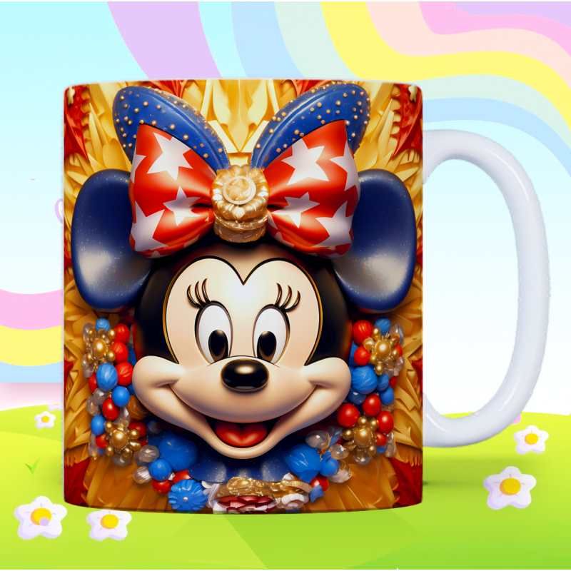 Patriotic Cartoon Mouse Bow Ceramic Coffee Mug