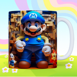 Blue Retro Gamer Plumber Hero Ceramic Coffee Mug
