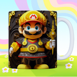Retro Gamer Plumber Hero Ceramic Coffee Mug – Fantasy Warrior Edition