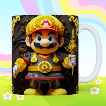 Retro Gamer Plumber Hero Ceramic Coffee Mug – Fantasy Warrior Edition