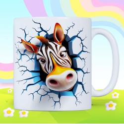 3D Zebra Breakthrough Ceramic Coffee Mug