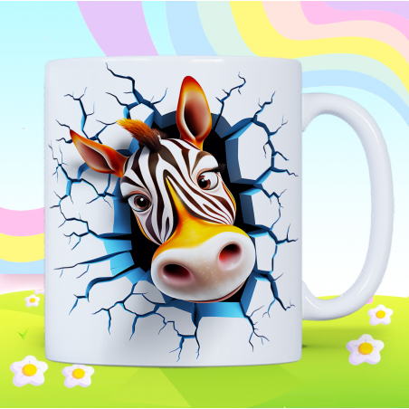 3D Zebra Breakthrough Ceramic Coffee Mug