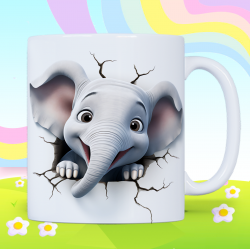 3D Baby Elephant Breakthrough Ceramic Coffee Mug