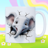 3D Baby Elephant Breakthrough Ceramic Coffee Mug
