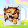 3D Smiling Lion Cub Breakthrough Ceramic Coffee Mug