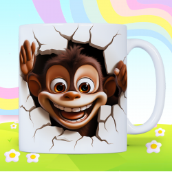 3D Smiling Monkey Breakthrough Ceramic Coffee Mug