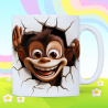 3D Smiling Monkey Breakthrough Ceramic Coffee Mug