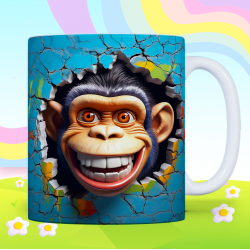 3D Smiling Monkey Breakthrough Mug
